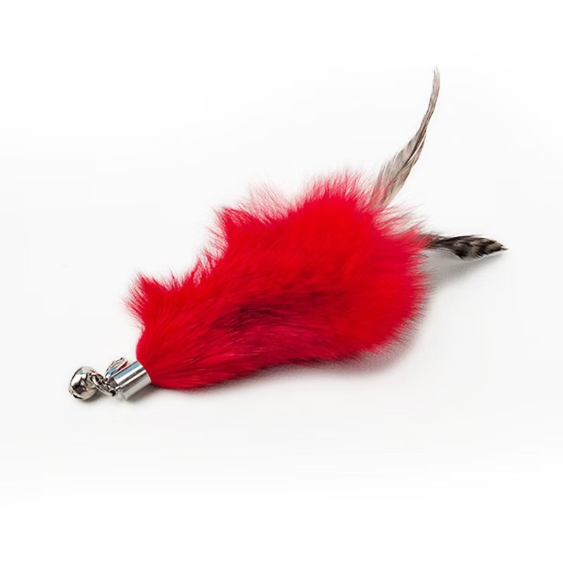 Luxury Feather Teaser Cat Stick Replacement Head Bell Toy