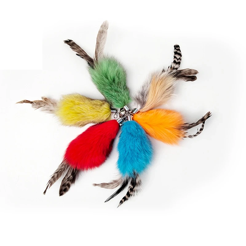 Manufacturer Direct Sale YH Pet Model YH801 Luxury Feather Teaser Cat Stick Replacement Head Bell Toy