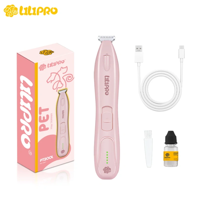 LILIPRO PT200L Professional Pet Paw Hair Trimmer Electric Quiet Dog Foot Fur Clipper Cordless Cat Grooming Kit with LED Light