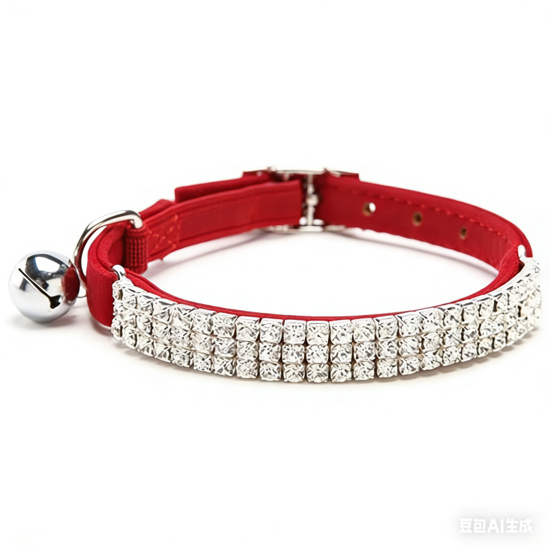 Rhinestone Cat Collar High Quality Pu Leather Puppy Cat Collar with Bell