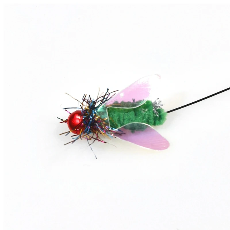 Simulation Fly Insects Cat Toy Replacement Head Little Bug Cat Wand Toy Attachments Interactive Cat Toy Accessories