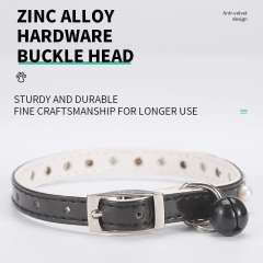 Adjustable PU Cat Collar Necklace with Pearl and Solid Pattern Decorative Accessory