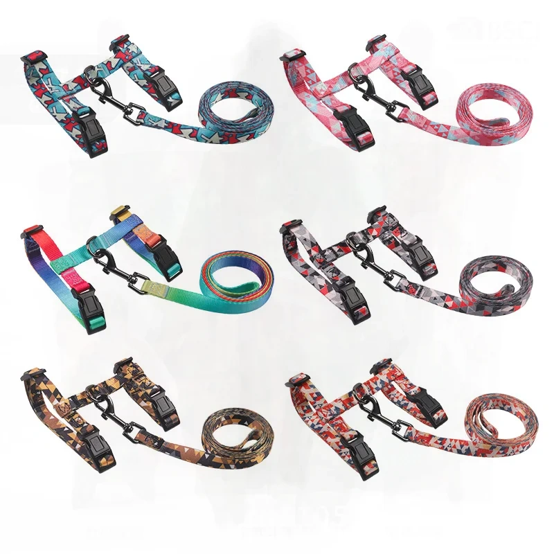 Anti-Tightening I-Shaped Cat Leash Harness Polyester Chest Strap Neck Harness for Cats up to 7kg with Comfortable Fit