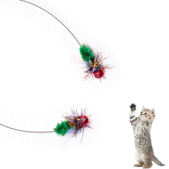Simulation Fly Insects Cat Toy Replacement Head Little Bug Cat Wand Toy Attachments Interactive Cat Toy Accessories