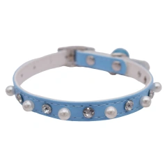 Adjustable PU Cat Collar Necklace with Pearl and Solid Pattern Decorative Accessory