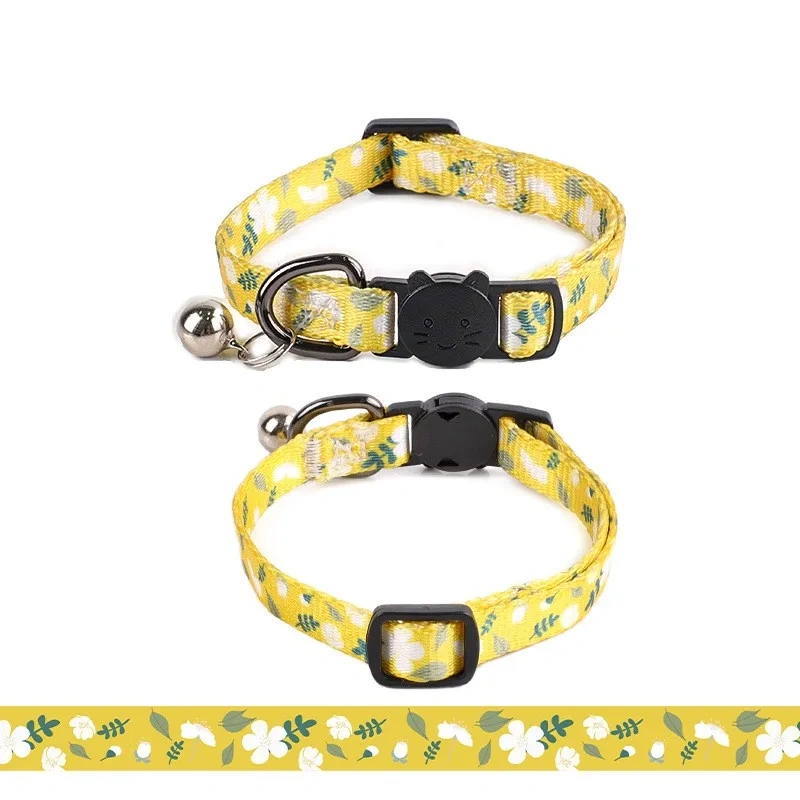 Custom Printed Adjustable Pets Collars Nylon Custom Pets Dogs Cats Collars with Bells