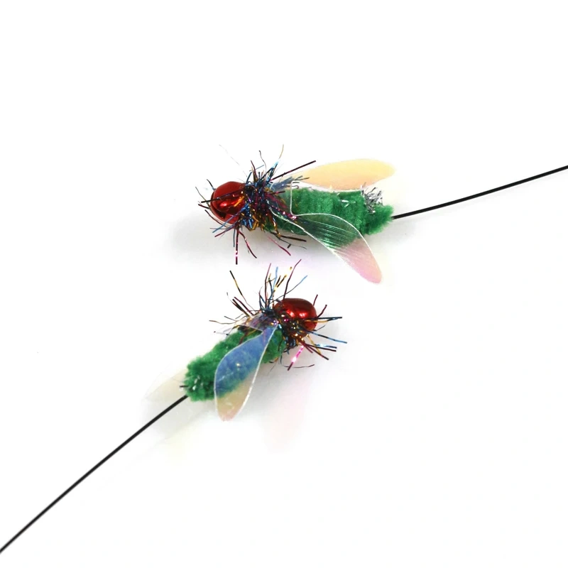 Simulation Fly Insects Cat Toy Replacement Head Little Bug Cat Wand Toy Attachments Interactive Cat Toy Accessories