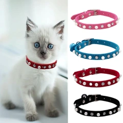 Bumopet High Quality Luxury Leather Dog Collar with Custom PU Pearl Rhinestone Fashionable Pet Leash
