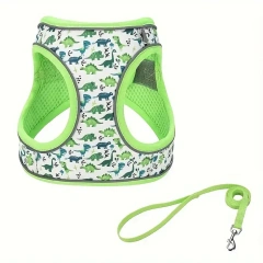 DH009Polyester Printed Pet Chest Harness, Reflective Vest-Style Dog Chest Harness For Small & Medium Dogs