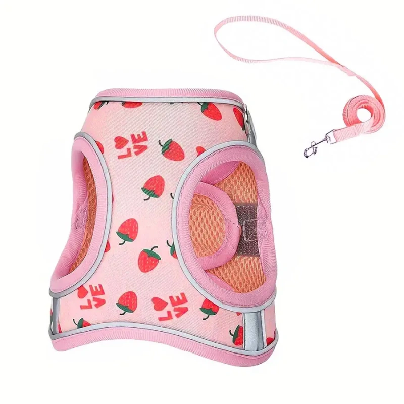DH009Polyester Printed Pet Chest Harness, Reflective Vest-Style Dog Chest Harness For Small & Medium Dogs