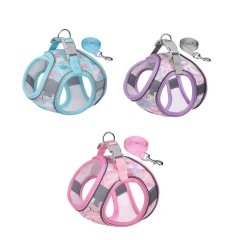 Anti Loss Adjustable Dog Harness Leash Set Reflective Breathable Pet Vest Style Harness Kawaii Mesh Pet Chest Strap Training Use