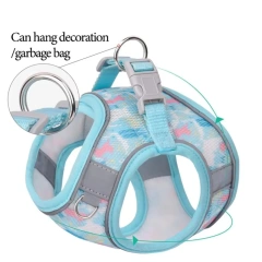 Anti Loss Adjustable Dog Harness Leash Set Reflective Breathable Pet Vest Style Harness Kawaii Mesh Pet Chest Strap Training Use