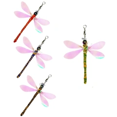 2/4PCS Handmade Simulation Dragonfly Replacement Heads Cat Toy Fly Insect Feather Cat Toys Cat Wand Toy Accessories