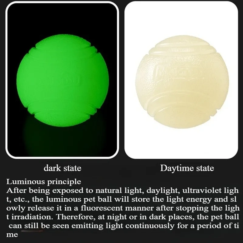 Glow-in-the-Dark Rubber Dog Ball - Durable, Bite-Resistant Chew Toy for All Breeds Interactive Play & Dental Health, Medium Size