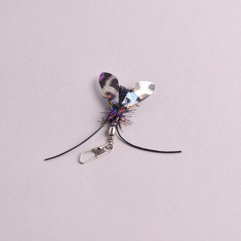 2pcs Simulation Moth Cat Wand Replacements Interactive Cat Teaser Wand Attachments Feather Cat Toy
