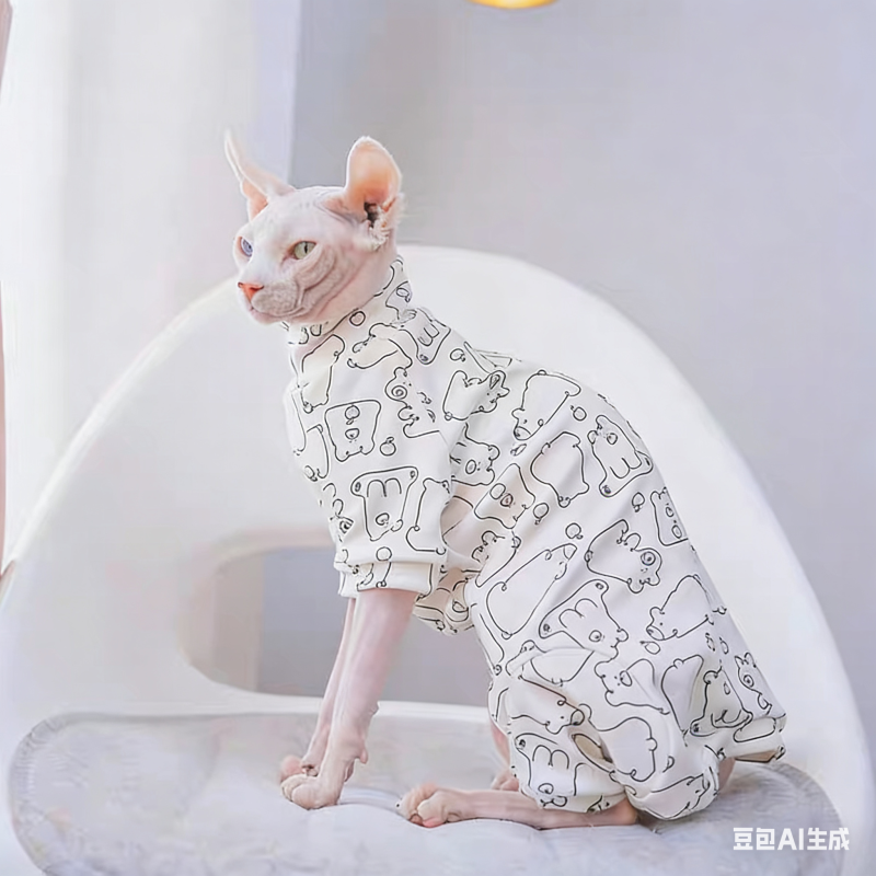 Cat Spring Pure Cotton Base Layer Four-Corner Sweater