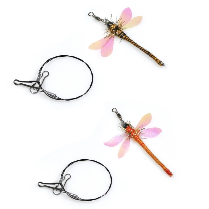 2/4PCS Handmade Simulation Dragonfly Replacement Heads Cat Toy Fly Insect Feather Cat Toys Cat Wand Toy Accessories