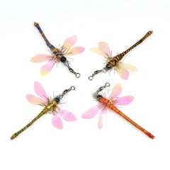2/4PCS Handmade Simulation Dragonfly Replacement Heads Cat Toy Fly Insect Feather Cat Toys Cat Wand Toy Accessories