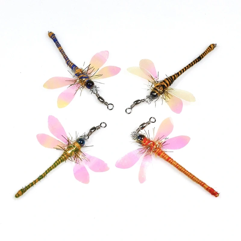 2/4PCS Handmade Simulation Dragonfly Replacement Heads Cat Toy Fly Insect Feather Cat Toys Cat Wand Toy Accessories