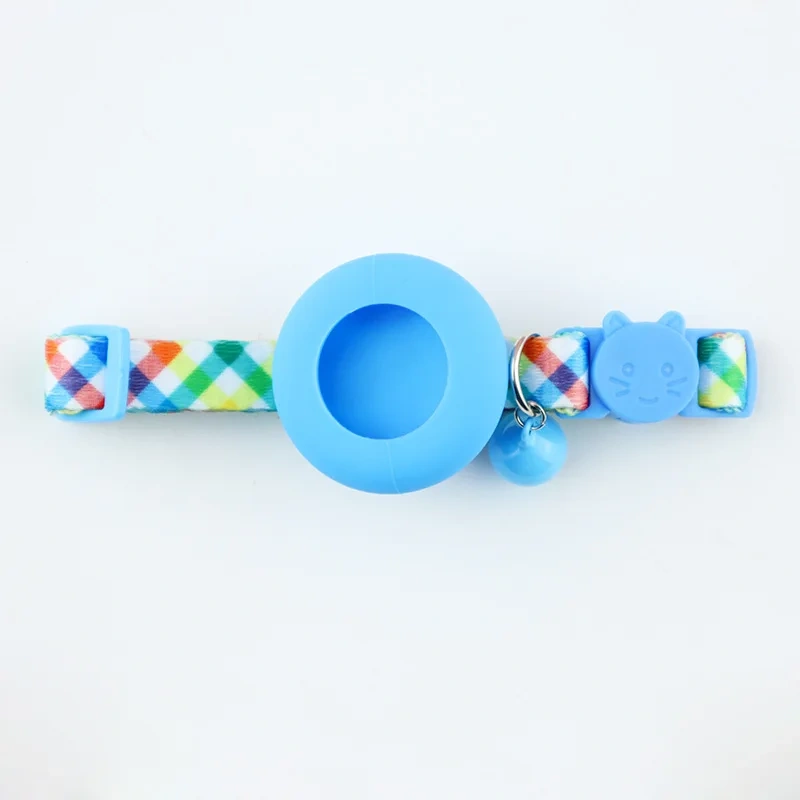 Airtag Cat Collar with Bell Adjustable Breakaway Pet Collars Safety Buckle & Silicone Air Tag Holder Case with Airtag Pet Collar
