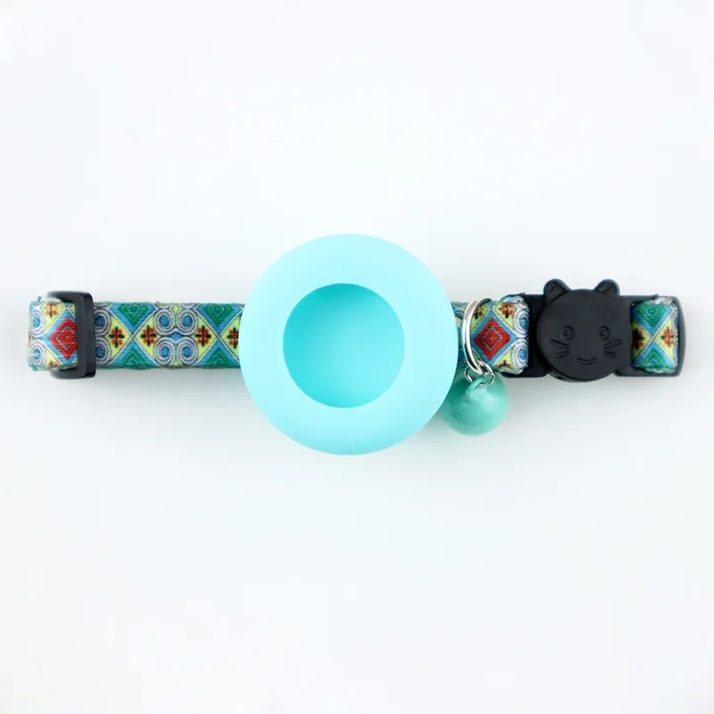 Airtag Cat Collar with Bell Adjustable Breakaway Pet Collars Safety Buckle & Silicone Air Tag Holder Case with Airtag Pet Collar