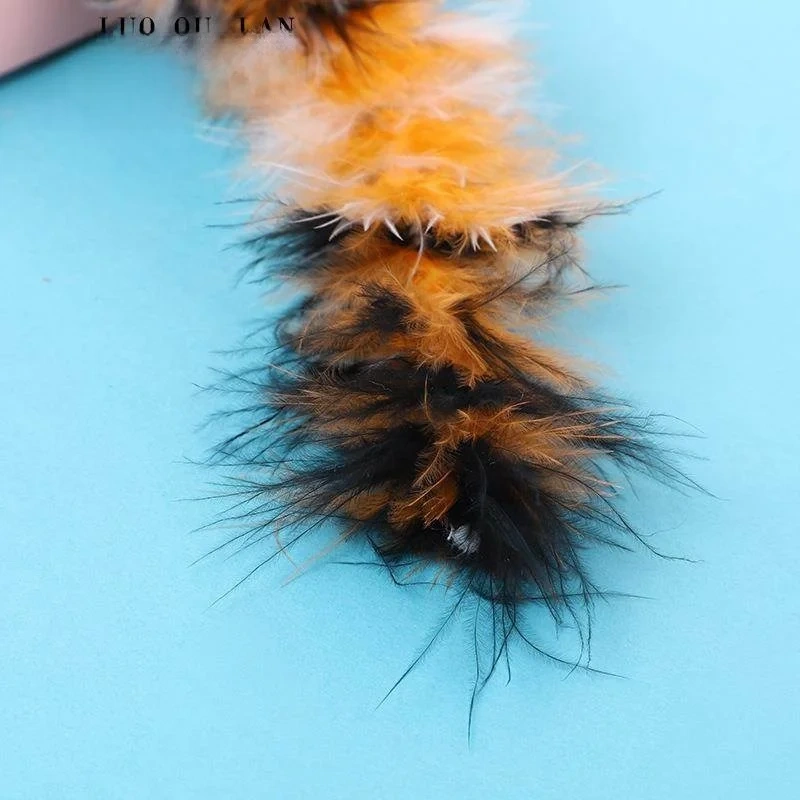 Cross-Border New Pet  Toy Bell Long Turkey Feathers Fiing Rod Replacement Head Feather Interactive  Toys Dog Toys