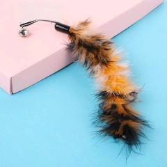 Cross-Border New Pet  Toy Bell Long Turkey Feathers Fiing Rod Replacement Head Feather Interactive  Toys Dog Toys