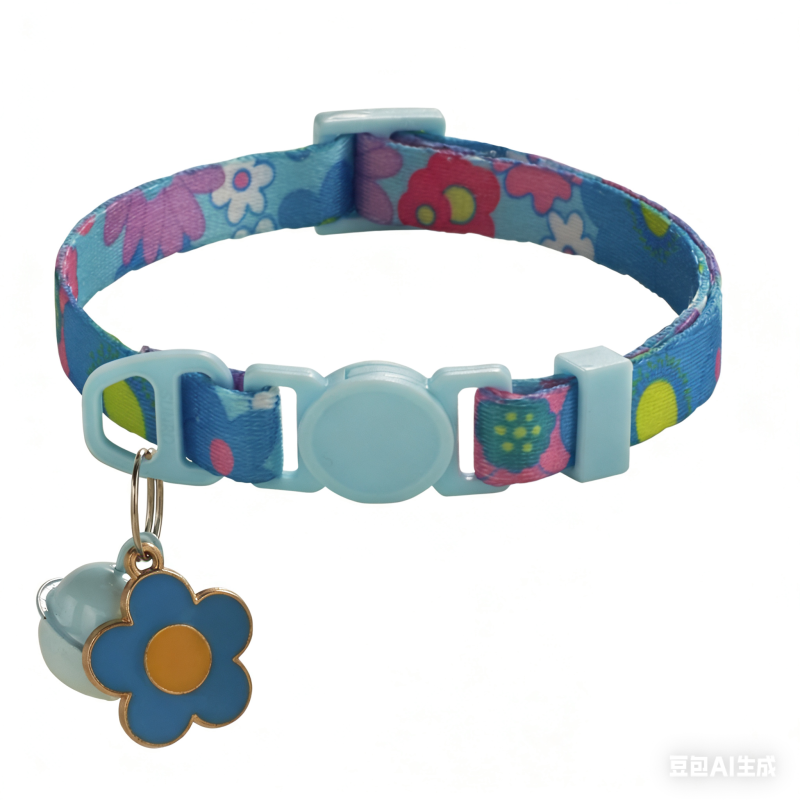 Printed Pet Collar Adjustable Safety Buckle Cat Collar with Bell