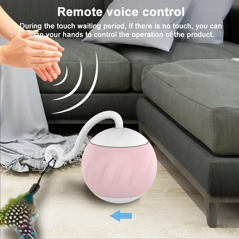New Fashionable Rolling Electric Cat Ball Luminous Automatic Smart Cat Playing Toy Silicone Interactive Pet Movement Toy