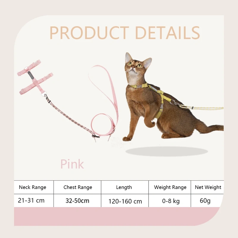 No Pull Small Dog Harness and Leash Set Puppy Soft Vest Harness Neck Chest Adjustable Reflective Lightweight Harness Anti-Twist