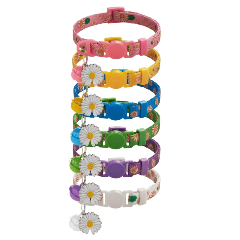 Cheap Pet Cats Neck Collars Necklaces Daisy Pendant Cat Collar