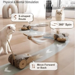 Feather Teaser Silicone Tail 360 Degree Rotating Interactive Rattling Mouse Toy for Cat