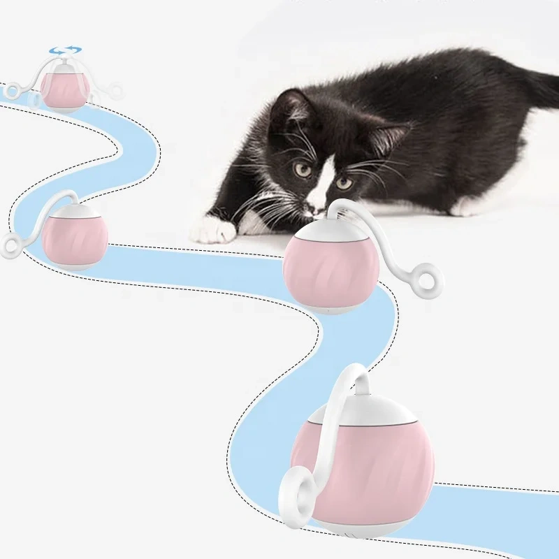 New Fashionable Rolling Electric Cat Ball Luminous Automatic Smart Cat Playing Toy Silicone Interactive Pet Movement Toy