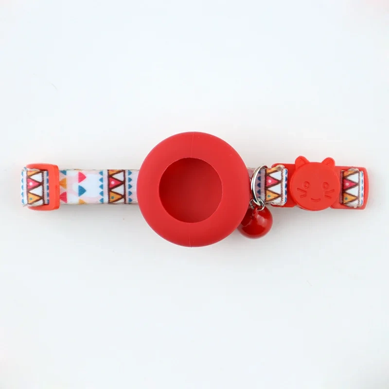Airtag Cat Collar with Bell Adjustable Breakaway Pet Collars Safety Buckle & Silicone Air Tag Holder Case with Airtag Pet Collar