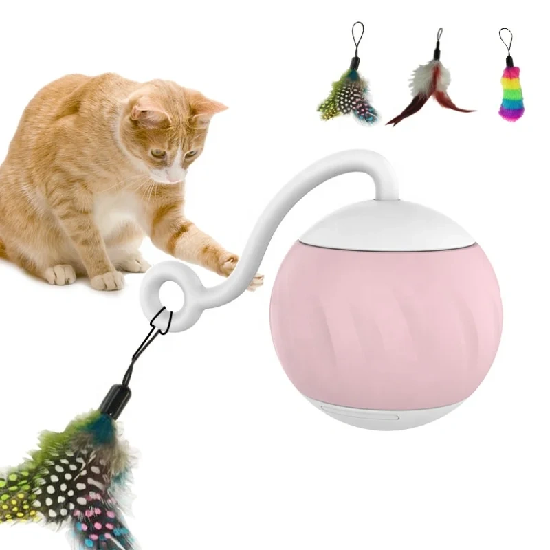 New Fashionable Rolling Electric Cat Ball Luminous Automatic Smart Cat Playing Toy Silicone Interactive Pet Movement Toy