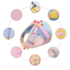 Vest-style Cat Harness Leash Set Dopamine Breathable Mesh Flower Pet Reflective Escape-proof Cats Small Dogs Lead Harnesses