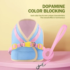 Vest-style Cat Harness Leash Set Dopamine Breathable Mesh Flower Pet Reflective Escape-proof Cats Small Dogs Lead Harnesses