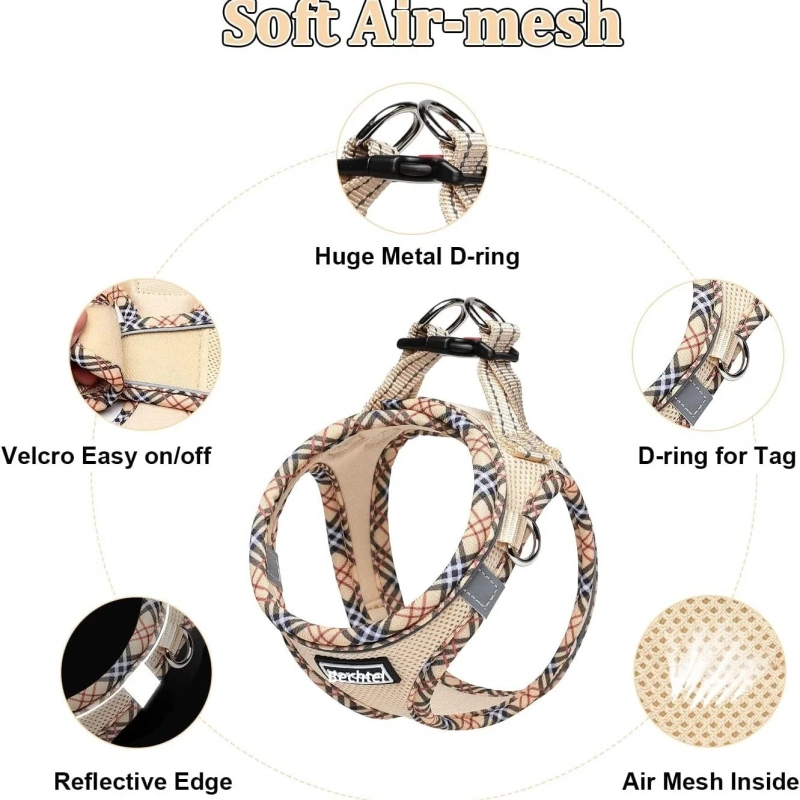 Luxury Anti-Escape Harness Vest Style Dog Cat Leash Reflective Feature Cute Animal Pattern Velvet Available Large XL Small Pets