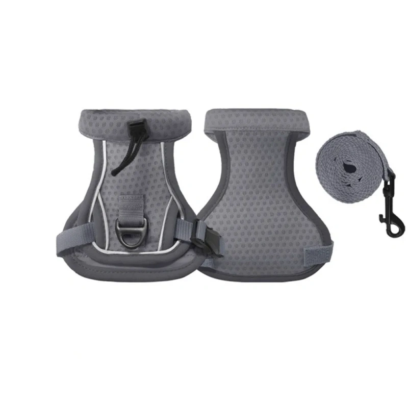 Reflective Design Cat Harness Vest Escape Proof Breathable Pet Walking Harness Adjustable Vest Comfortable Cat Lead Leash