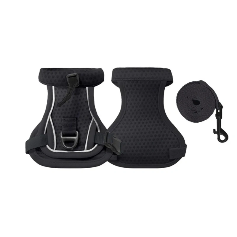 Reflective Design Cat Harness Vest Escape Proof Breathable Pet Walking Harness Adjustable Vest Comfortable Cat Lead Leash