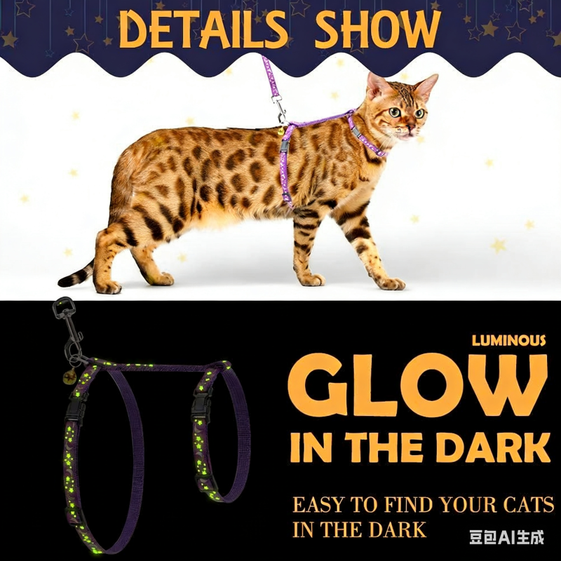 Cat glow-in-the-dark chest strap