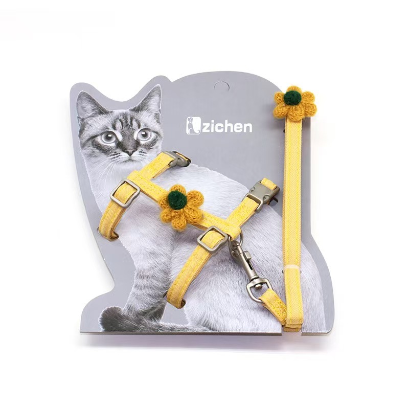 Adjustable Cats Harness Breakaway Cat Harness Leash Cotton Strap