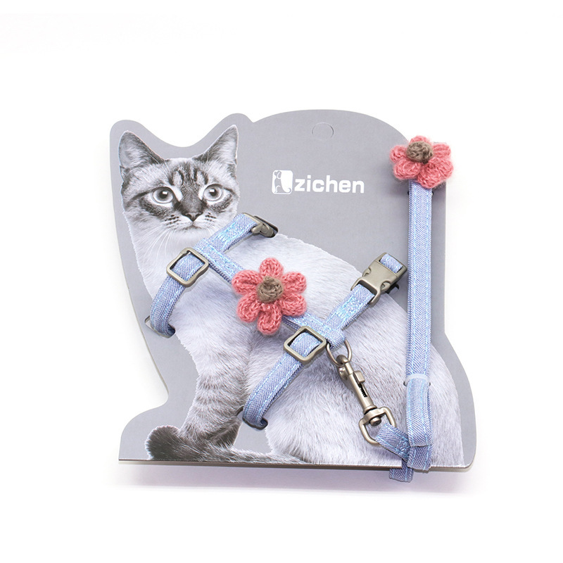 Adjustable Cats Harness Breakaway Cat Harness Leash Cotton Strap