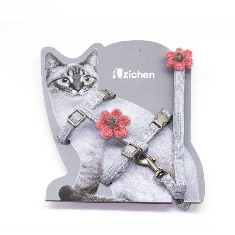 Adjustable Cats Harness Breakaway Cat Harness Leash Cotton Strap