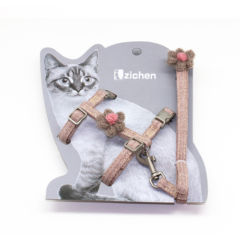 Adjustable Cats Harness Breakaway Cat Harness Leash Cotton Strap