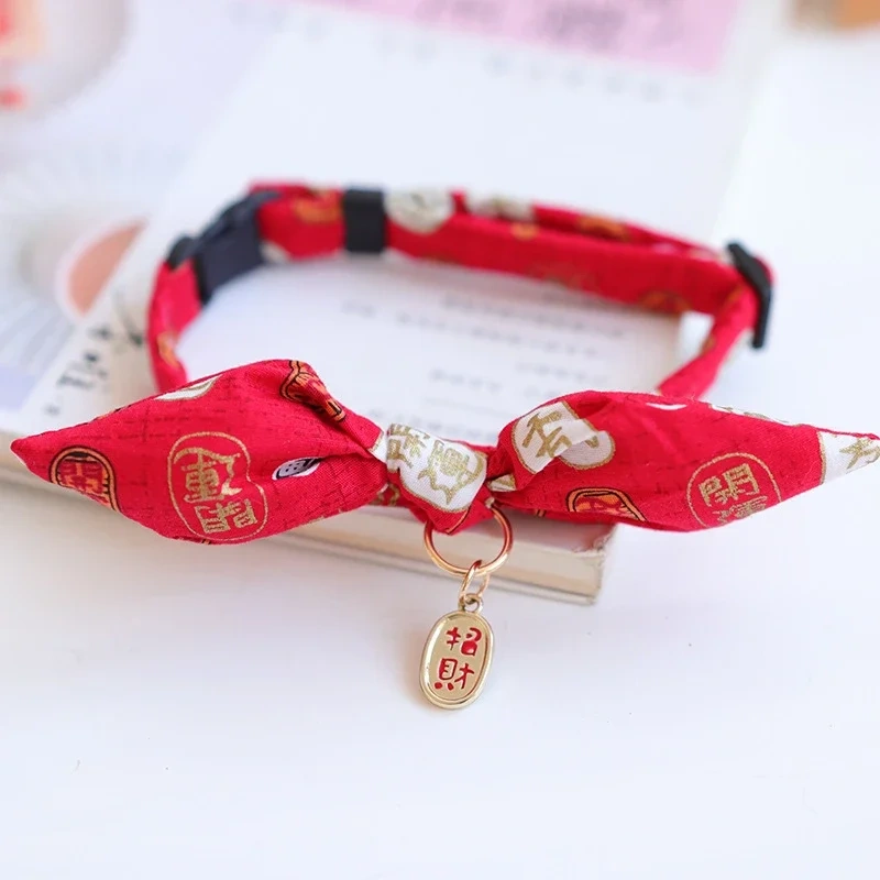 Cute Japanese Print Pet Dog Collars Bunny Ears Shaped Necklace for Cats Spring Decorate Puppy Supplies Neck Wear Cat Accessories