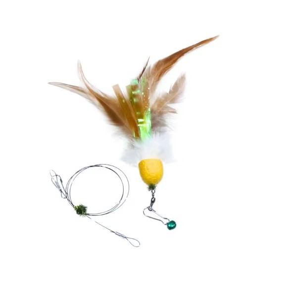Handmade Simulation  Replacement Heads Cat Toy Fly Insect Feather