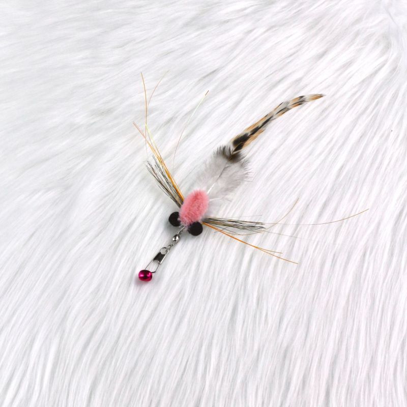 Handmade Simulation  Replacement Heads Cat Toy Fly Insect Feather