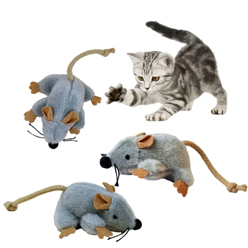 Interactive Cat Toys Plush Mice Playthings Gray Mouse Shape Kitten Toy for Indoor Cat Plush Mouse Cat Toys Cat Chew Toy