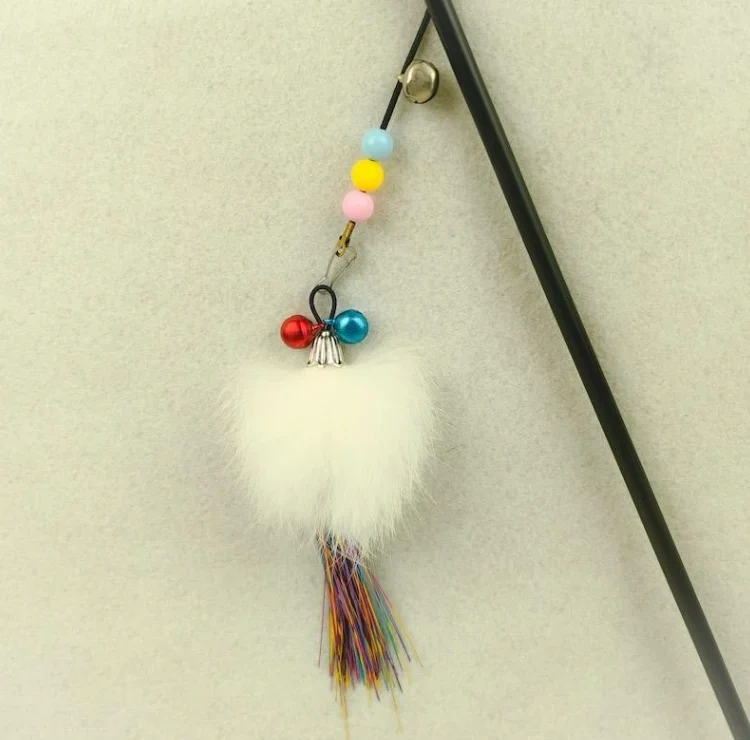Rabbit Fur Cat Teaser Replacement Rod Wand Cats Playing Toys